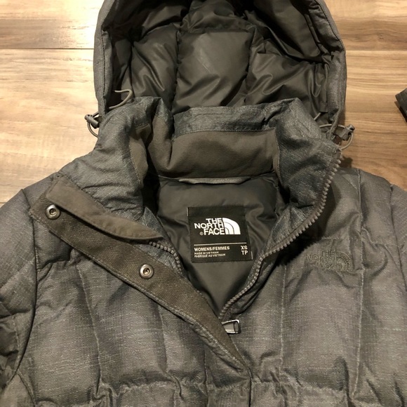 ✨ North Face ✨ 550 Down Jacket Gray/Olive pattern Coat Long Puffy Parka - Picture 3 of 10